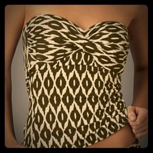 Robin Piccone Ikat Tankini in Black/Tan